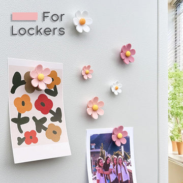 Cute Pink Flower Magnets for Fridge, Locker, Whiteboard