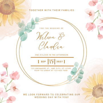 2x2 Fall Sunflower Wedding Invitation